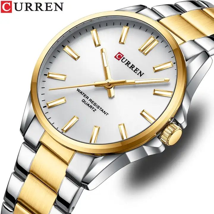 Montre en chaine inoxydable Curren Fond Blanche